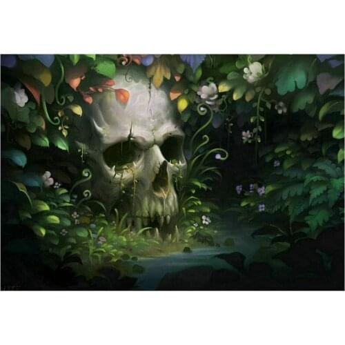 Full square 5d diamond painting skull leaves landscape cross stitch 3d round diamond mosaic old witch diamond art decoration