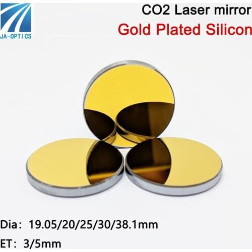 Gold-Plated Silicon Reflector Lenses Co2 Laser Reflective Mirror Si Mirror for Laser Engraving Machine Dia.19.05 20 25 30mm