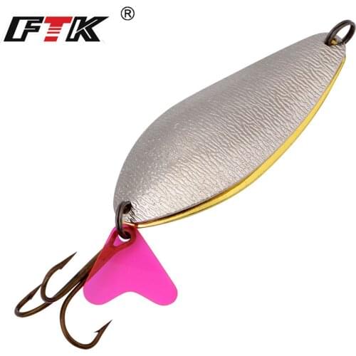 FTK Fishing Lure Spoon 1PC 7cm/24g With 1# Treble Hook Bass CrankBait Spoon Crank Bait Pesca Tackle
