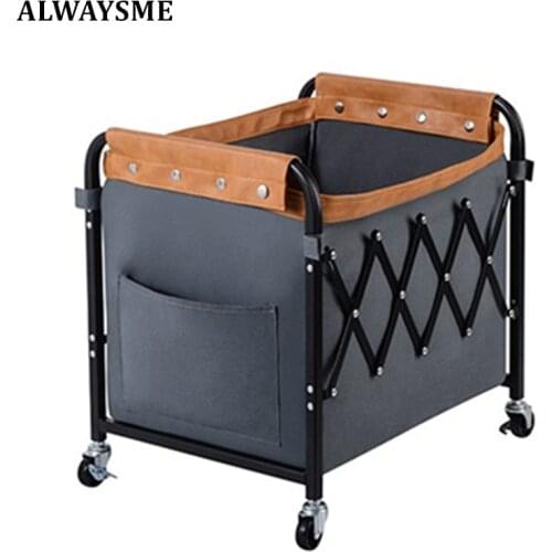 ALWAYSME Foldable Storage Box Basket Cart With 4 Wheels