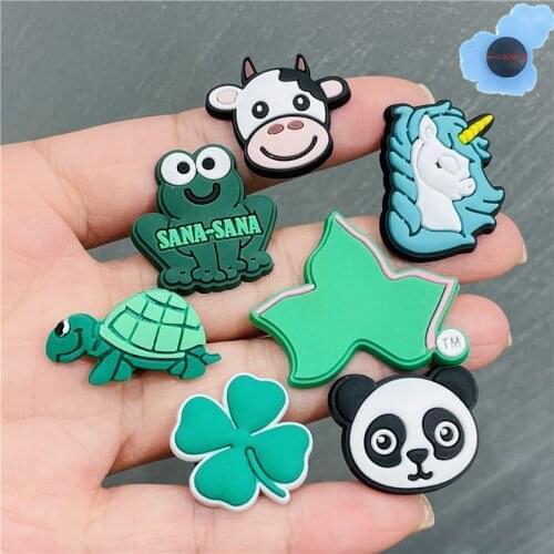 50pcs Wholesale PVC Animal Unicorn Panda Garden Shoes Accessories Shoe Decorations Fit Kids Croc Jibz Charm Backpack