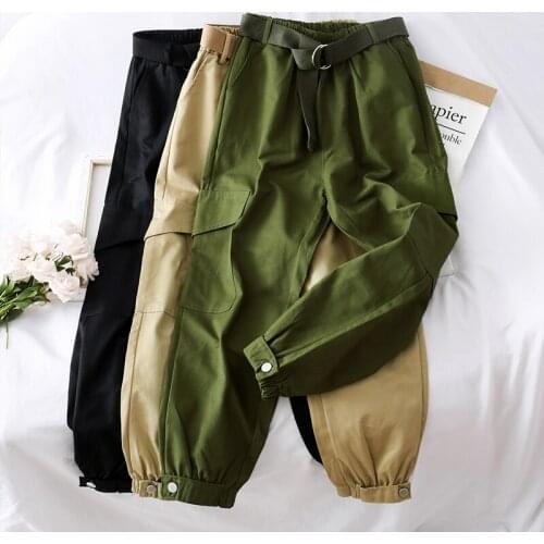 Spring Summer Cargo Pants Women Clothes 2020 Korean Vintage Long High Waist Pants Streetwear Ropa Mujer Pantalon Femme ZT5349