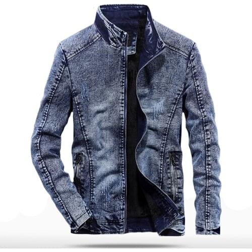 Vintage Denim Jackets Men Slim Fit Solid Color Casual Mens Jeans Coat 2019 Fashion Vintage Clothes for Men Black Blue WN37