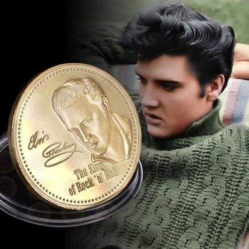 High Quality Elvis Presley 1935-1977 Coin Wholesale Normal Gold Plated The King of Rock 'n' Roll Coin Gift For Promotion