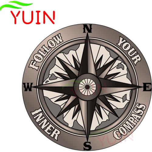 Car Sticker Funny Follow Your Inner Compass Decal PVC Window Decoration Accessories High Quality Waterproof Decals 13*13cm
