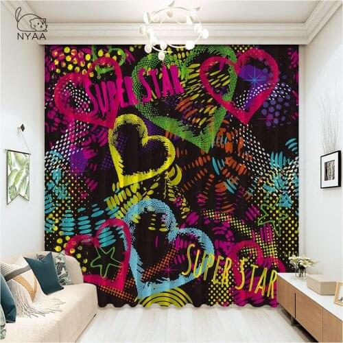 Cool Abstract Bright Graffiti Curtain Living Room Curtains In ChildrenS Room Home Supplies Curtains For Kitchen Micro Shading
