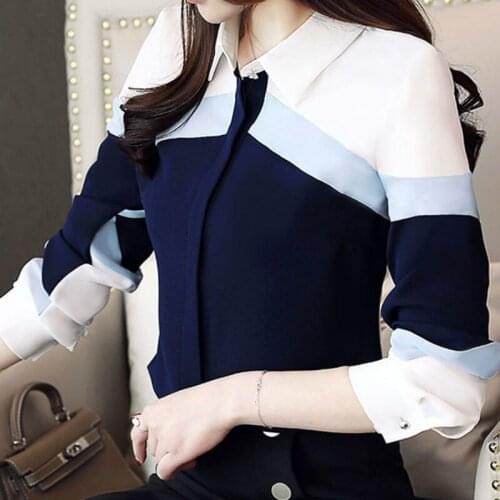 A forma das mulheres tops e blusas 2019 camisas blusa chiffon mulheres tops de manga longa partes superiores das