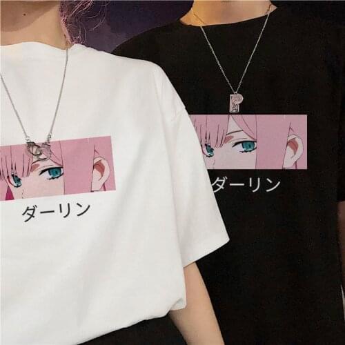 Darling In The Franxx Japan Anime Harajuku Zero TWO beautiful Girl Print Women Top Loose Vintage Punk Summer Chic Female T-shirt