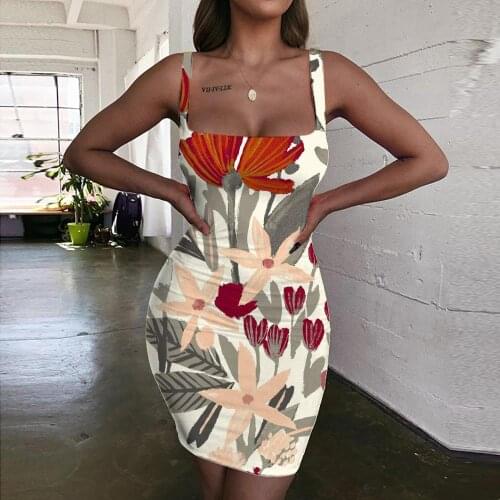 Giyu Brand Colorful Dresses Women Flowers Halter Sleeveless Creativity 3d Print Art Bodycon Dress Womens Clothing Plus Size