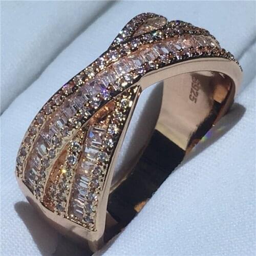 Across Promise ring 925 Sterling silver T shape AAAA cz Vintage Engagement Wedding Band Rings for women Bridal Finger Jewelry