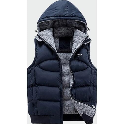 Fashion Sleeveless Jacket Mens Thickening Cotton Vest Hat Hooded Warm Vest Winter Male Waistcoats Men Casual Windbreakers ML049