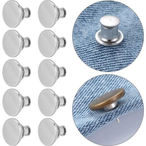 10Set Detachable Pants Button Jeans Buttons Instant Button Universal Buckles No Sew Sewing Clips DIY Craft Replacement Accessory