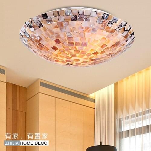 12inch European Tiffany retro shell Mediterranean Sea pastoral Ceiling Lights luminaria teto Ceiling Lamps For Home Decoration