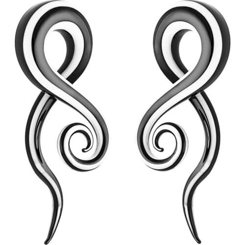 2 Pcs/Lot Black&White Pyrex Glass Ear Spiral Taper Gauge Ear Plug Stretching Expander Piercing Glass Gauge Body Jewelry Pircing