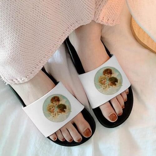 2021 Women Slippers Cute Angel Pattern Slipper For Woman Indoor Beach Flip Flops Home Slides Women Sandals Non-slip Plus Size 41