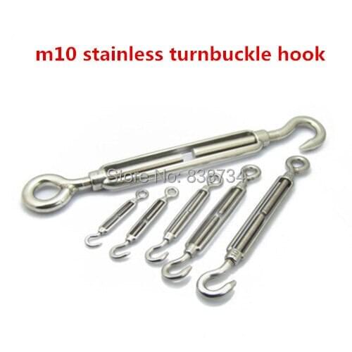 304 Stainless Steel m10 Turnbuckle Hook to Eye Wire Rope Tension