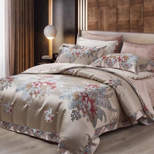 Luxury European High Precision Satin Jacquard Long Staple Cotton Bedding Set Duvet Cover Sheet Pillowcase King Queen 4 PCS