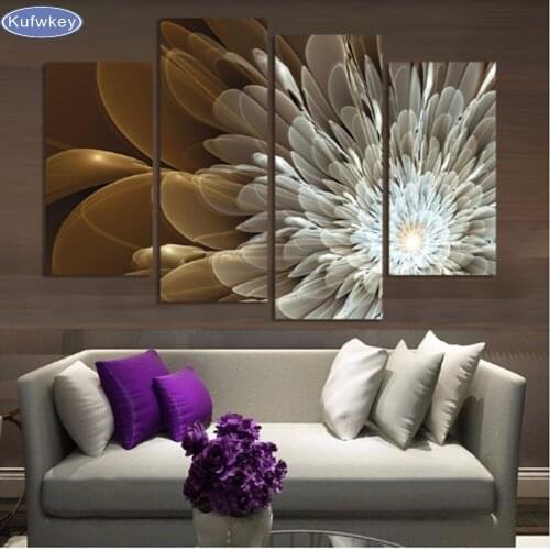 Hot sale diamond embroidery 4pcs 5d diamond painting White flower full diamond mosaic 3d picture of rhinestones cross-stitch