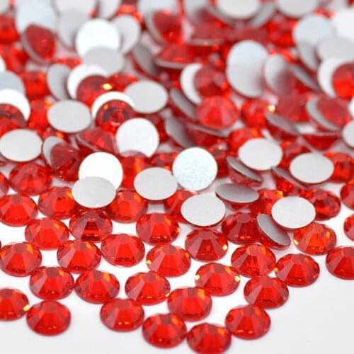 Jewelry making Beads 1440p Red Siam Crystal FlatBack Glass Rhinestones Non HotFix Nail Art Decoration Silver Flatback