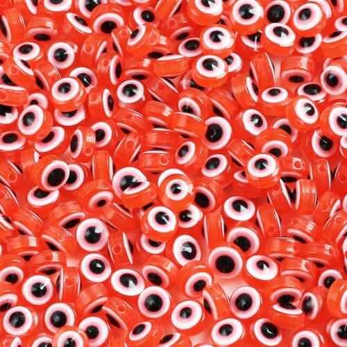 Oval Shape Spacer Beads Red Evil Eye Beads Stripe Resin Beads 6/8/10mm for Jewelry Making DIY Charms Bracelet Necklace