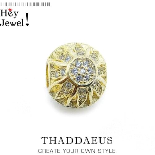 Beads Golden Sun Pave,2021 Summer Brand New 925 Sterling Silver Charm Fits Bracelet Europe Necklace Karma Jewelry Accessories