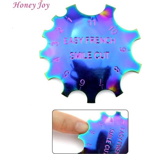 C-Shade Easy French Smile Line Pink and White Edge Trimmer Cutter Acrylic Nail Tips Mold Guides Nail Art Manicure Tool 11 Sizes