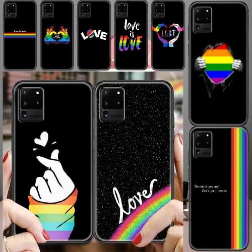LGBT Lesbian Gay Bisexual Rainbow Phone case For Samsung Galaxy Note 4 8 9 10 20 S8 S9 S10 S10E S20 Plus UITRA Ultra black 3D