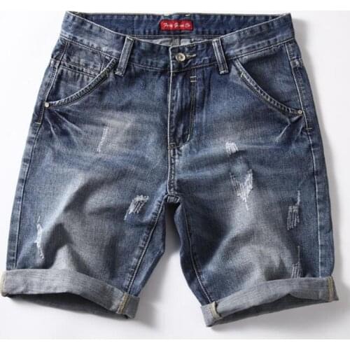 Classic Denim Shorts Men Summer Fashion Casual Slim Fit Ripped Blue Short Jeans Male Brand Clothes