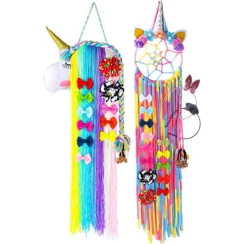 Unicorn Hair Bows Holder Storage Belt for Girls Hair Clips Barrette Hairband Hanging Organizer Strip Holder for Hair Accessories