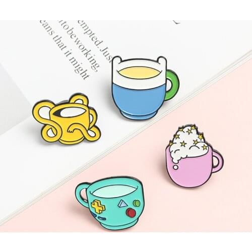 Adventure Comics Character Mug Enamel Pin Boy Dog Princess Coffee Cups Badge Custom Brooch Bag Clothes Lapel Pin TV Jewelry Gift