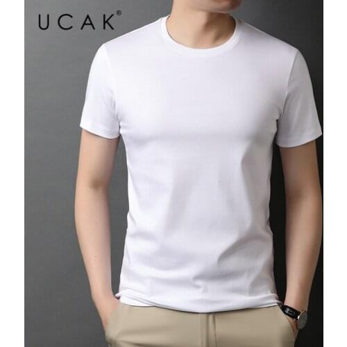 UCAK Brand Classic Solid Color O-Neck Short Sleeve T-Shirts Summer New Fashion Streetwear Casual Pure Cotton T Shirt Homme U5574