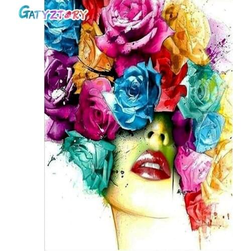 GATYZTORY DIY Square/Round Diamond Embroidery Flower Woman Diamond Painting 5D Natural Portrait New Arrival Room Decoration