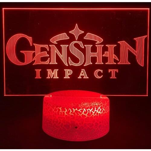 Hot Online Game Genshin Impact Logo 3D Design Night Lamp Creative Room Desktop Setup Lighting Decoration Atmosphere LED Lights