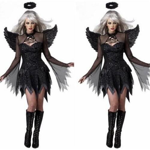 Adult Costume Sexy Black Angel Wings Deguisement Sexy Movie Cosplay Costumes Halloween Costumes Women Cosplay Devil DisfrazCE374