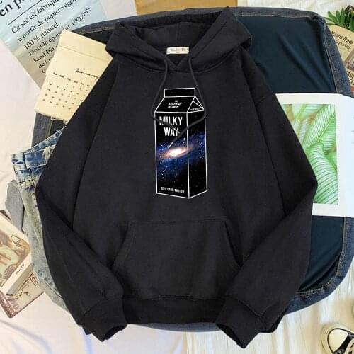 Milky Way Milk Creative Printing Mens Hoodies Loose Autumn New Sweatshirt Hip Hop Oversize Hoody Simplicity Fleece Man Clothes