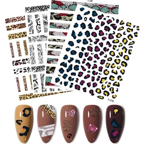 1Pcs Colorful Snake Nail Foil Sticker Serpentine Leopard Print Sliders Adhesive Transfer Foil Polish 3D Art AccessorIes