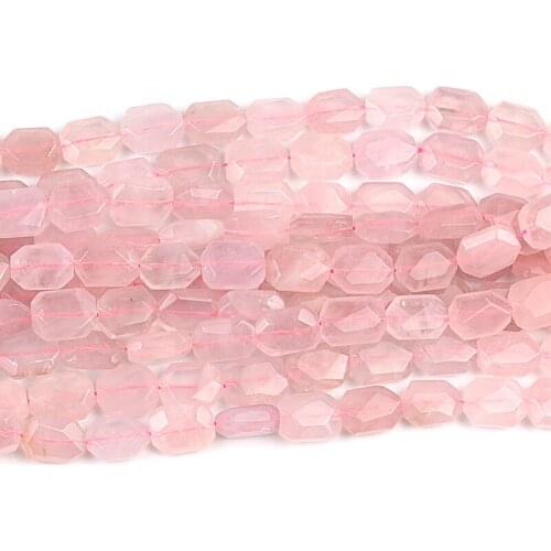 Natural Pink Crystal Stone Beads Section Hexagon Shape Loose Beads 15x20mm for Jewelry Making DIY Bracelet Accessories