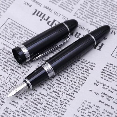 New Jinhao 159 Black And Silver M Nib Fountain Pen Thick M5TE