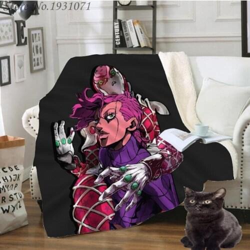 NEW JoJo Bizarre Adventure Printed Fleece Blanket for Beds Thick Quilt Fashion Bedspread Sherpa Throw Blanket Adults Kids 02