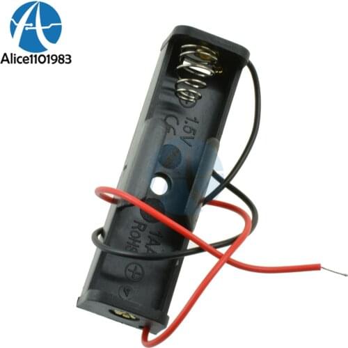 1PCS Plastic Battery Case Storage Box Holder With Wire Leads for Soldering / Connecting Product Battery of AA 1.5V 1X AA Battery