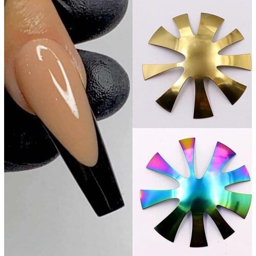 Pro 9 Sizes Easy French Smile Cut V Line almond shape Tips Manicure Edge Trimmer Nail Cutter Acrylic Pink White French Nails