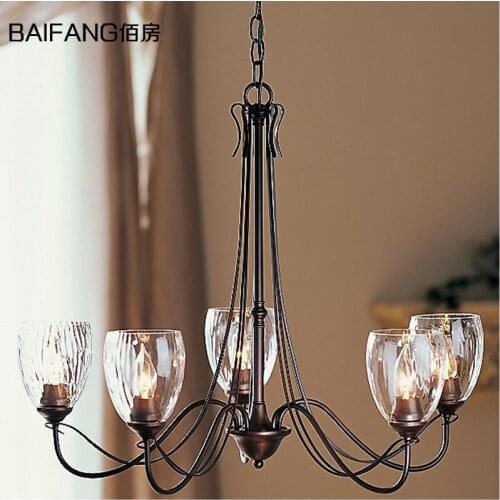 Retro nostalgic American Nordic style iron glass cup pendant light living room restaurant bar dining room hanging lighting