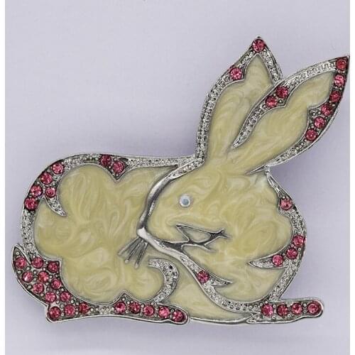 Pink Rhinestone Rabbit Pin brooches Fashion brooch C966 J