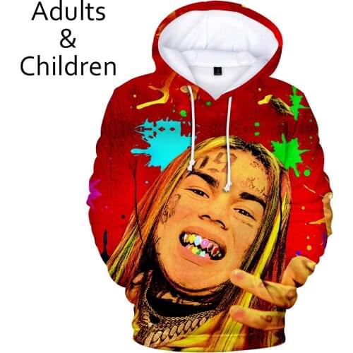 Comfortable 3D Hoodies Men 6IX9INE Sweatshirts Men Women Autumne Kids Hooded Hot sale 6IX9INE 3D Hoodie Fashion boys girls Tops