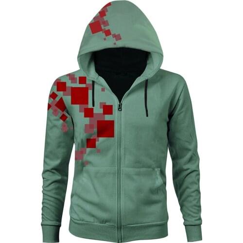 Super Danganronpa 2 Nagito Komaeda Cosplay Zipper Hoodie 3D Print Army Green Color Hood Hoodie Jacket Coat Sweatshirt Pullover
