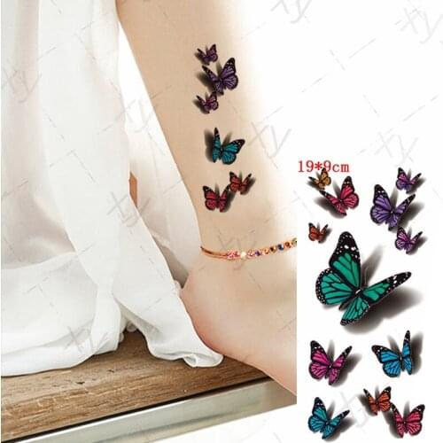 Waterproof Temporary Tattoo Sticker Butterfly Fake Tatto Flash Rose Feather Tatoo Body Art 3D Rose for Girl Women