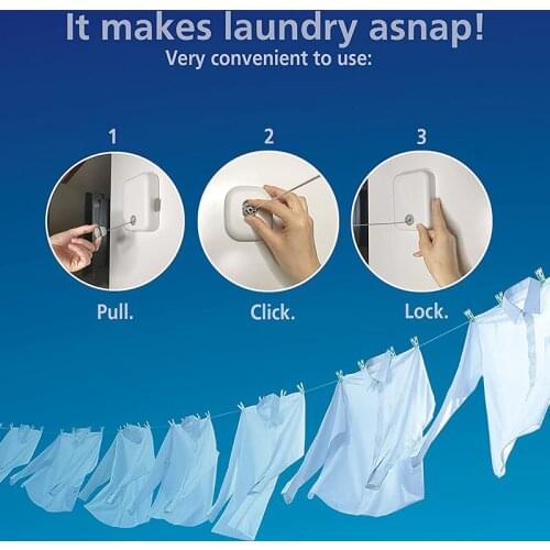 Retractable Clothesline Wall Mounted Stainless Steel Laundry Line Clothes Retracting Hanging Clothing Drying Rack
