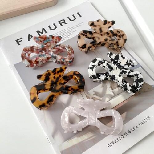 CYGJFC Woman Bowknot Hair Claw Acetate Hairpins Hollow Out Leopard Hair Clips Women Hair Accessories Headwear Hairgrip Ornaments