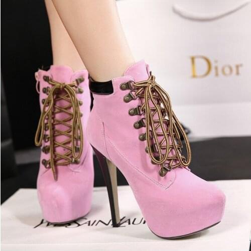 Fashion Women Boots Nice High Heels Ankle Boots Platform Brand Women Shoes Autumn Winter Snow Botas Femininos Plush dtg