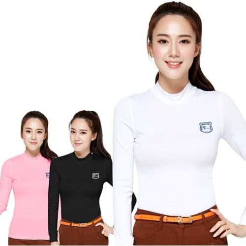 Women Golf Training Shirts Winter Long Sleeve Warm Tight Bottom Tops Woman Bodycon Tights Golf Clothes 3 Colors D0700